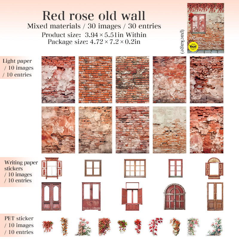 30pcs flower Wall sticker+paper pcak (P25080601)