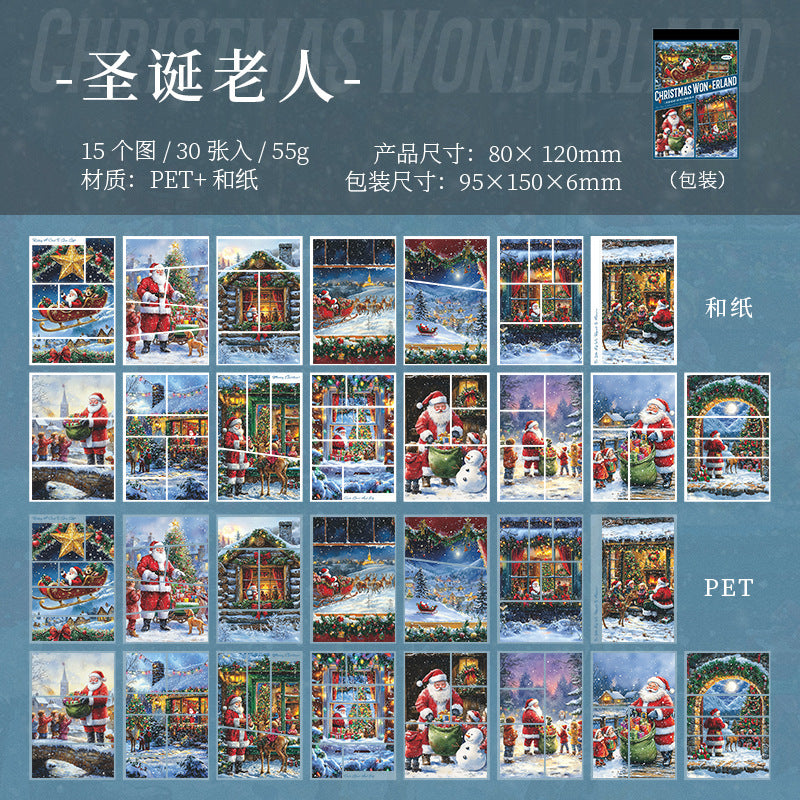 30pcs PET+WASHI Christmas sticker book (TZB25072101)