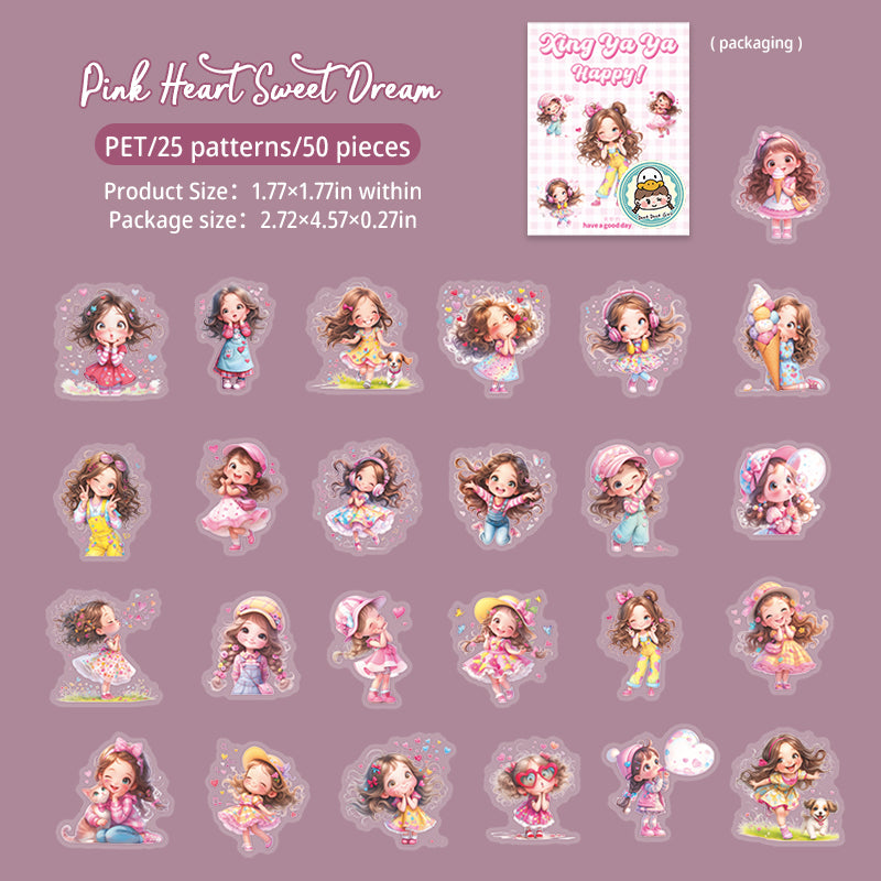 50pcs cute flower girls sticker pack (S25082701)