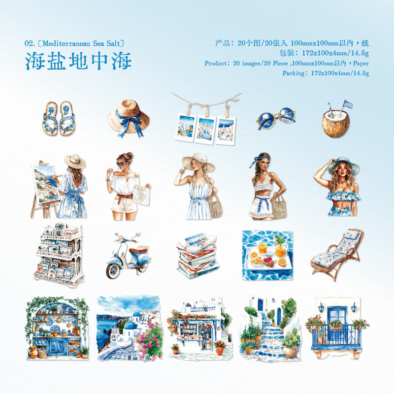 20pcs summer holiday sticker pack (S25071001)