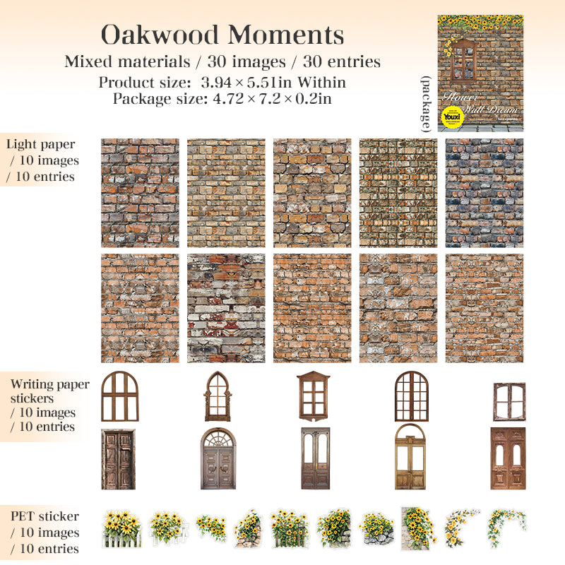 30pcs flower Wall sticker+paper pcak (P25080601)