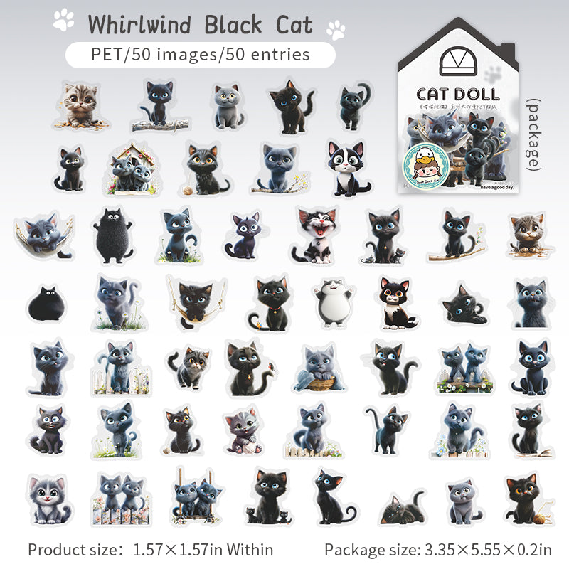 50pcs cute kitty PET- sticker pack (S25072201)