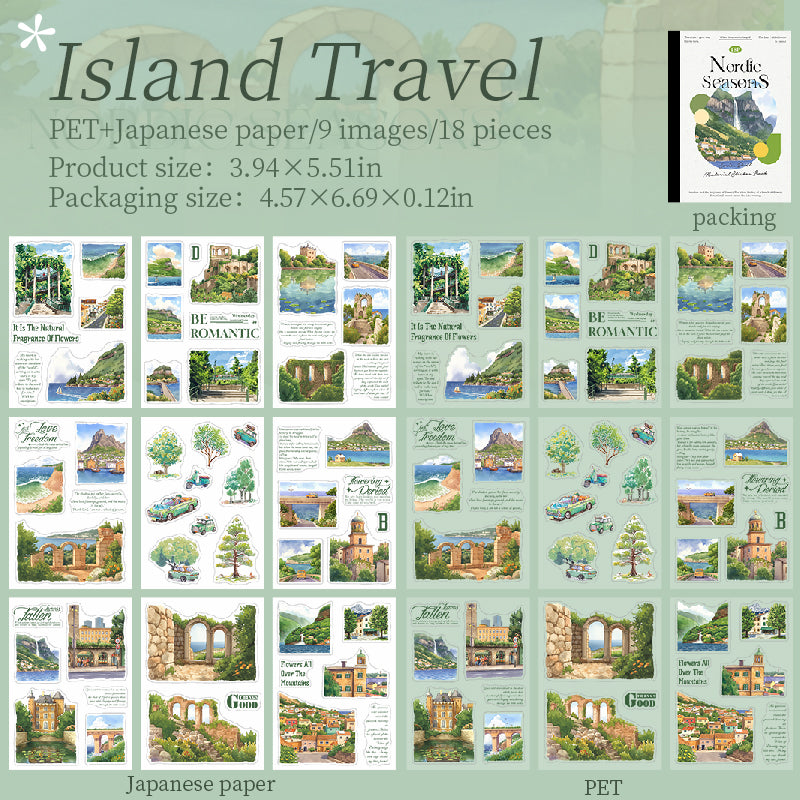 18pcs Nodic season PET+WASHI sticker book (TZB25090801)