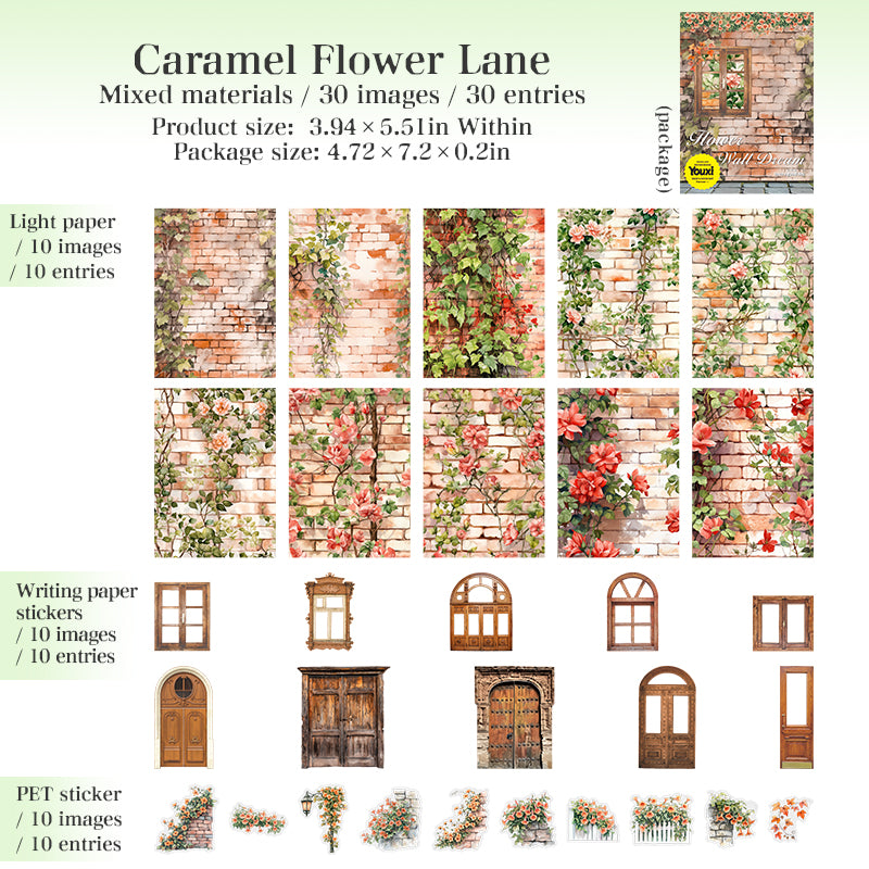 30pcs flower Wall sticker+paper pcak (P25080601)