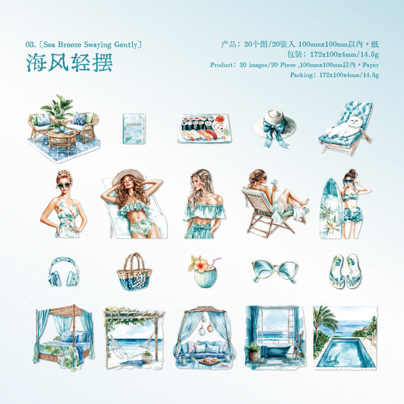 20pcs summer holiday sticker pack (S25071001)