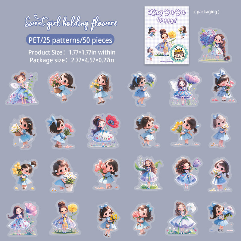 50pcs cute flower girls sticker pack (S25082701)