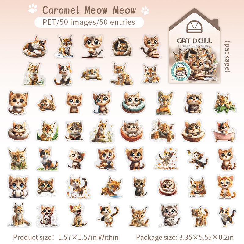 50pcs cute kitty PET- sticker pack (S25072201)