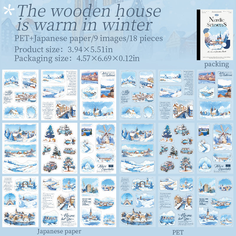 18pcs Nodic season PET+WASHI sticker book (TZB25090801)