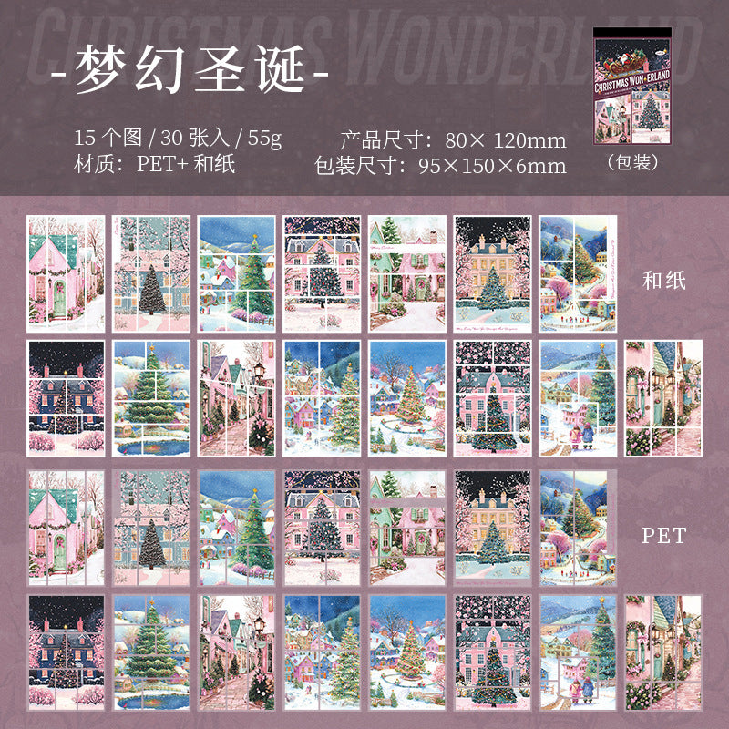 30pcs PET+WASHI Christmas sticker book (TZB25072101)