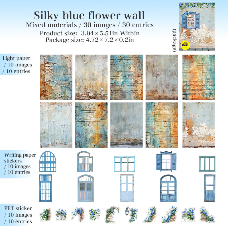 30pcs flower Wall sticker+paper pcak (P25080601)