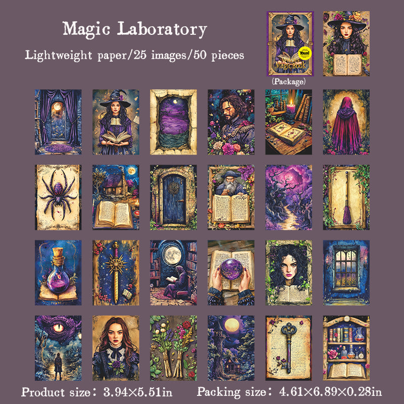 50pcs witch magic book paper pack (P25081901)