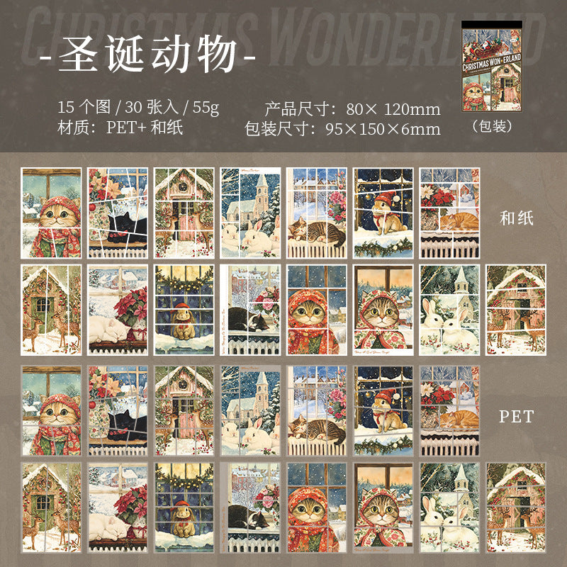 30pcs PET+WASHI Christmas sticker book (TZB25072101)