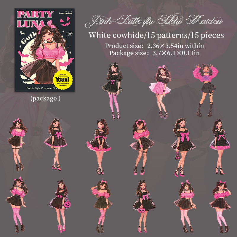 15pcs gothic party girl sticker pack (S25081902)