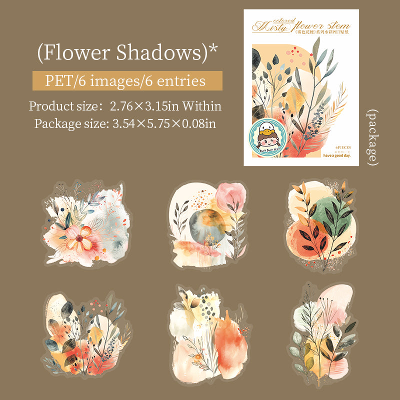 6pcs flower shadow sticker pack (S25072902)