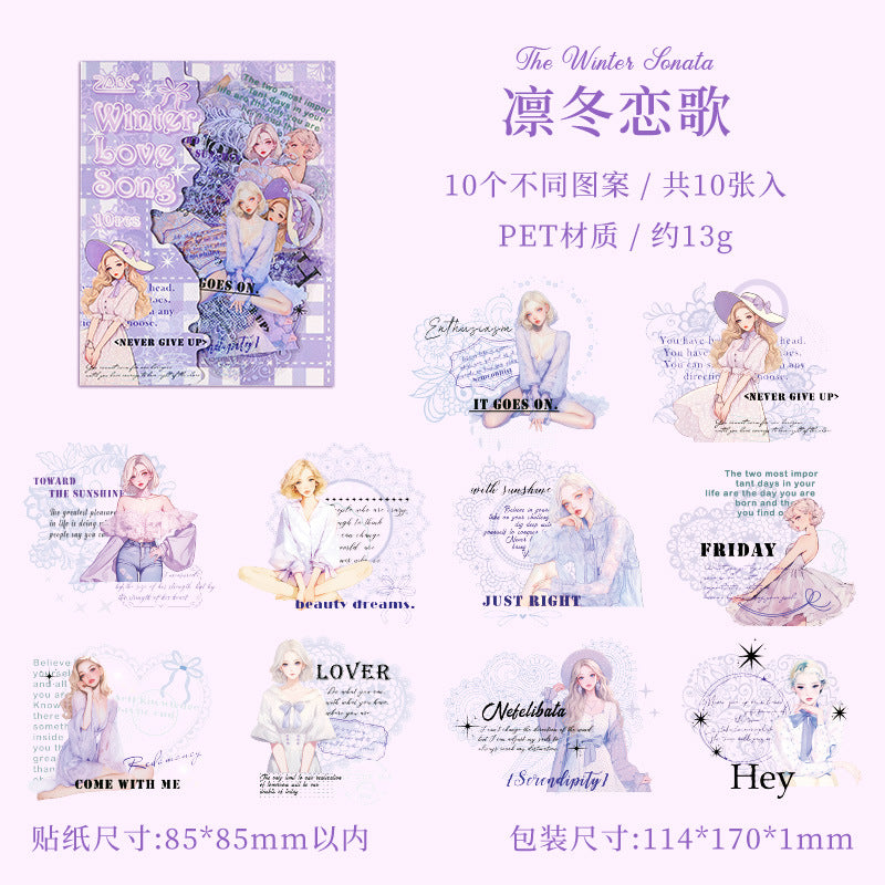 10pcs character words sticker pack (S25071802)