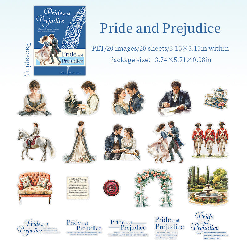 20pcs pride and prejudice sticker pack (S25090402)