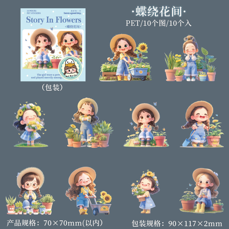 10pcs story in flower PET-sticker pack (S25071102)