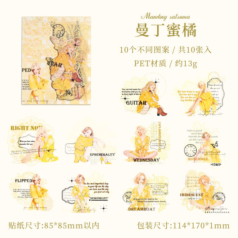 10pcs character words sticker pack (S25071802)