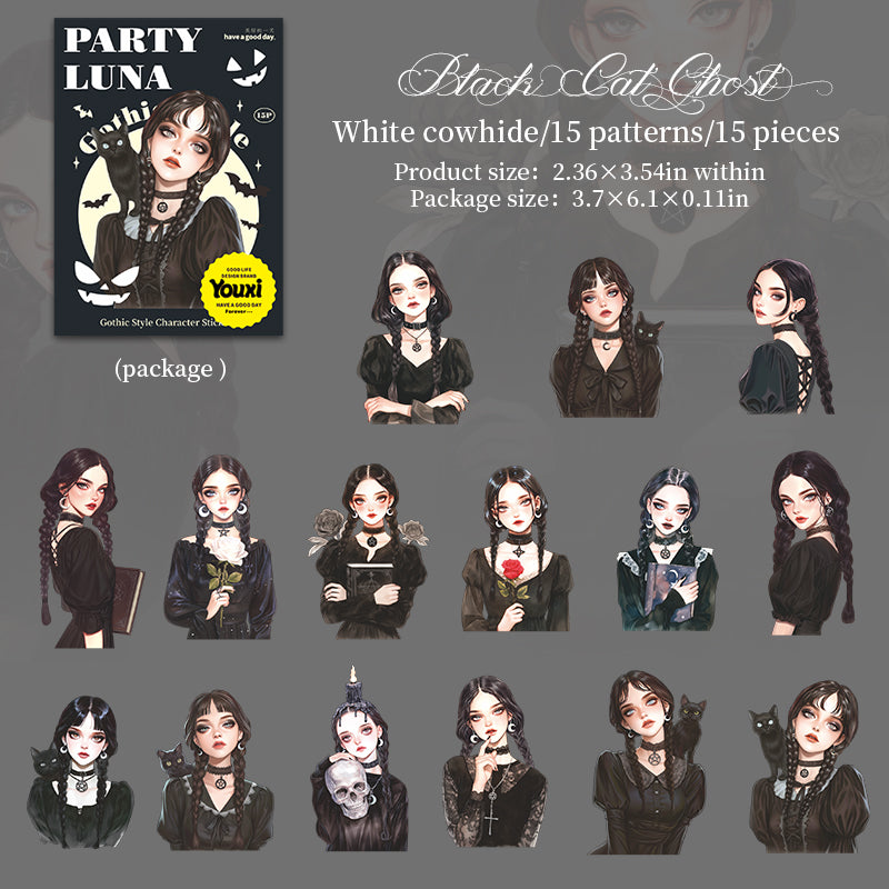 15pcs gothic party girl sticker pack (S25081902)