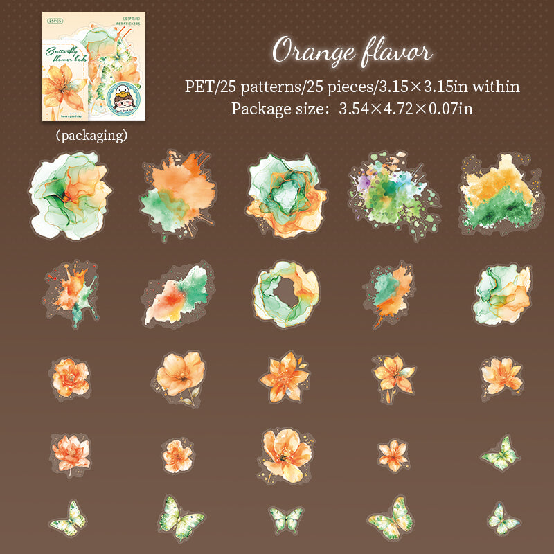 25pcs butterfly flower sticker pack (S25082702)