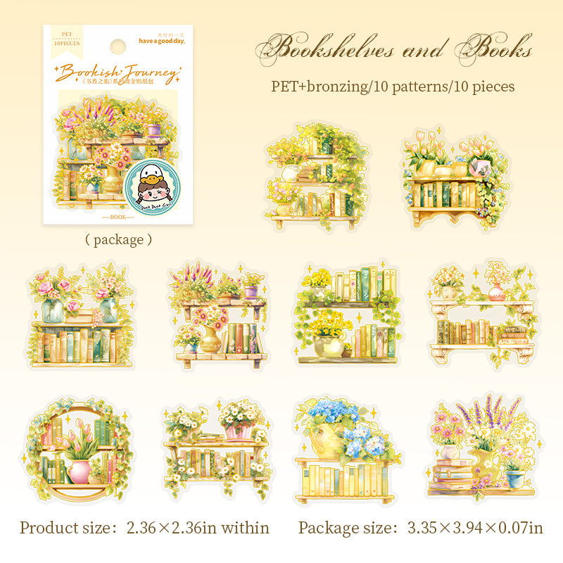 10pcs bookish journey PET- stikcer pack (S25072202)