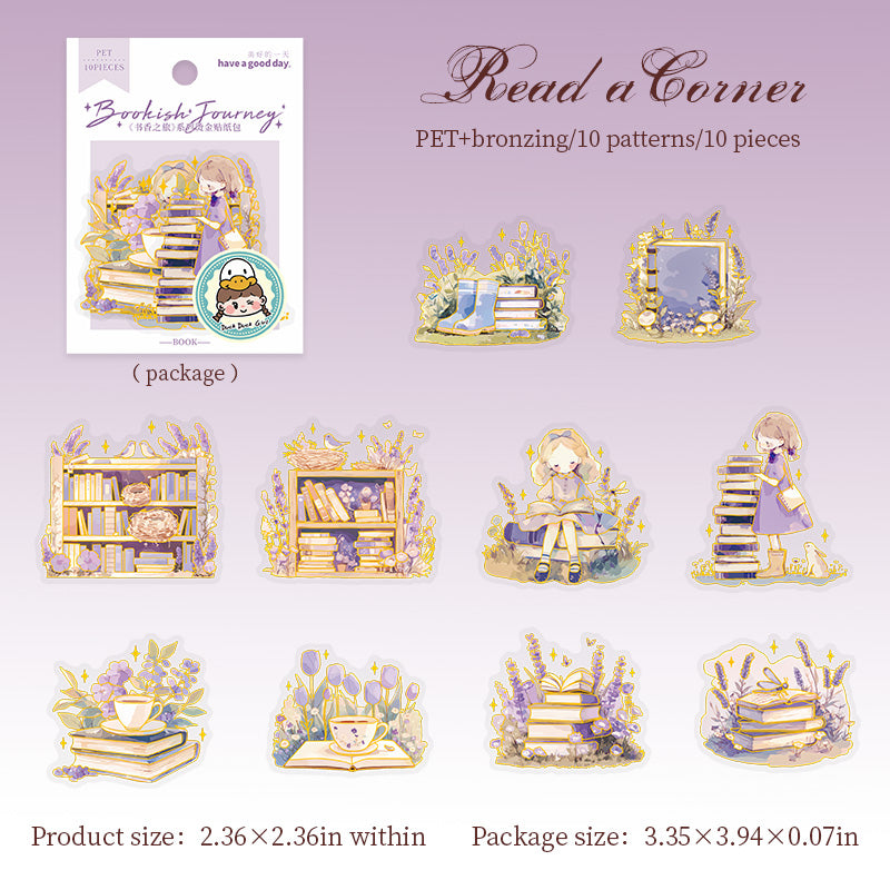 10pcs bookish journey PET- stikcer pack (S25072202)