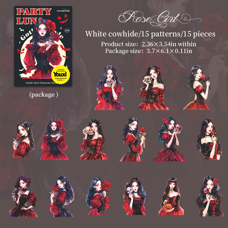 15pcs gothic party girl sticker pack (S25081902)