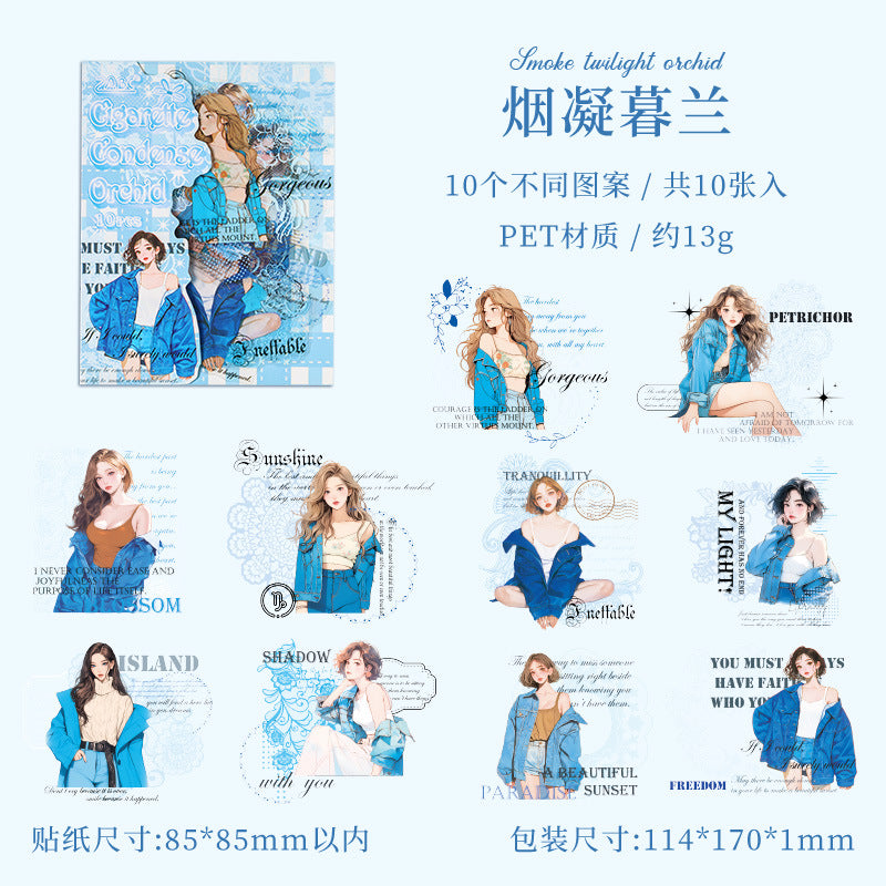 10pcs character words sticker pack (S25071802)