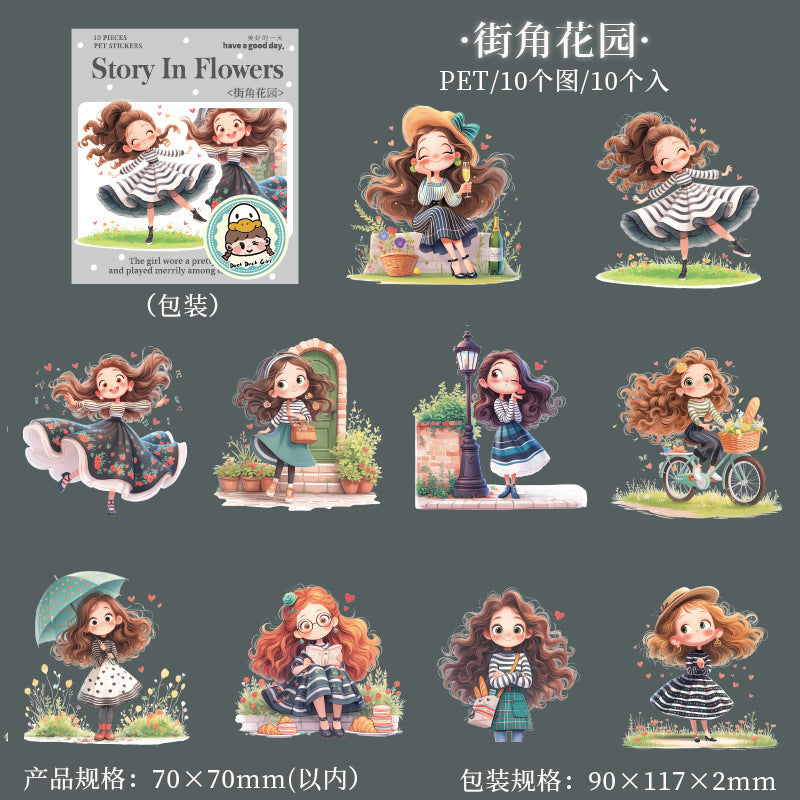 10pcs story in flower PET-sticker pack (S25071102)