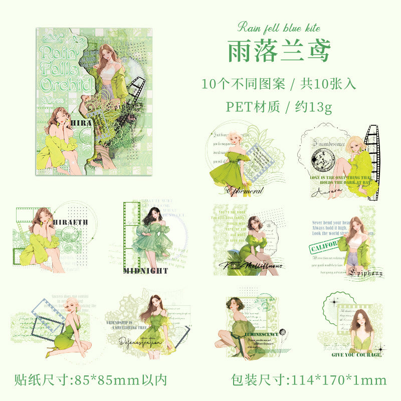 10pcs character words sticker pack (S25071802)