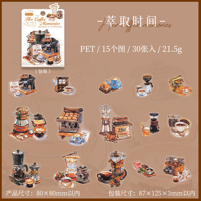 30pcs the coffee memories sticker pack (S25071202)
