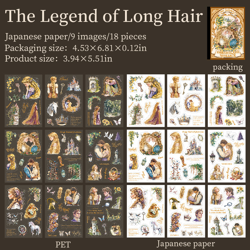 18sheets fairy tale PET+Washi sticker book (TZB25072802)