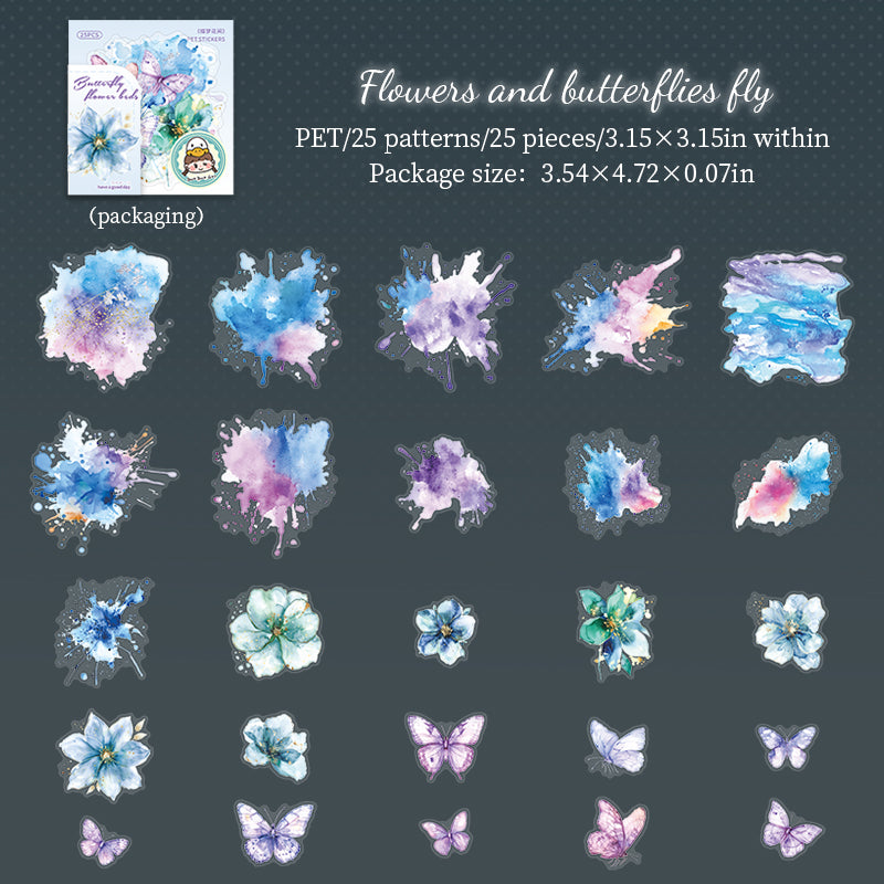 25pcs butterfly flower sticker pack (S25082702)
