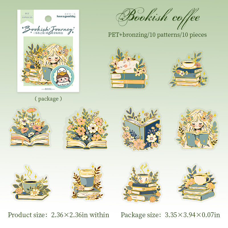 10pcs bookish journey PET- stikcer pack (S25072202)