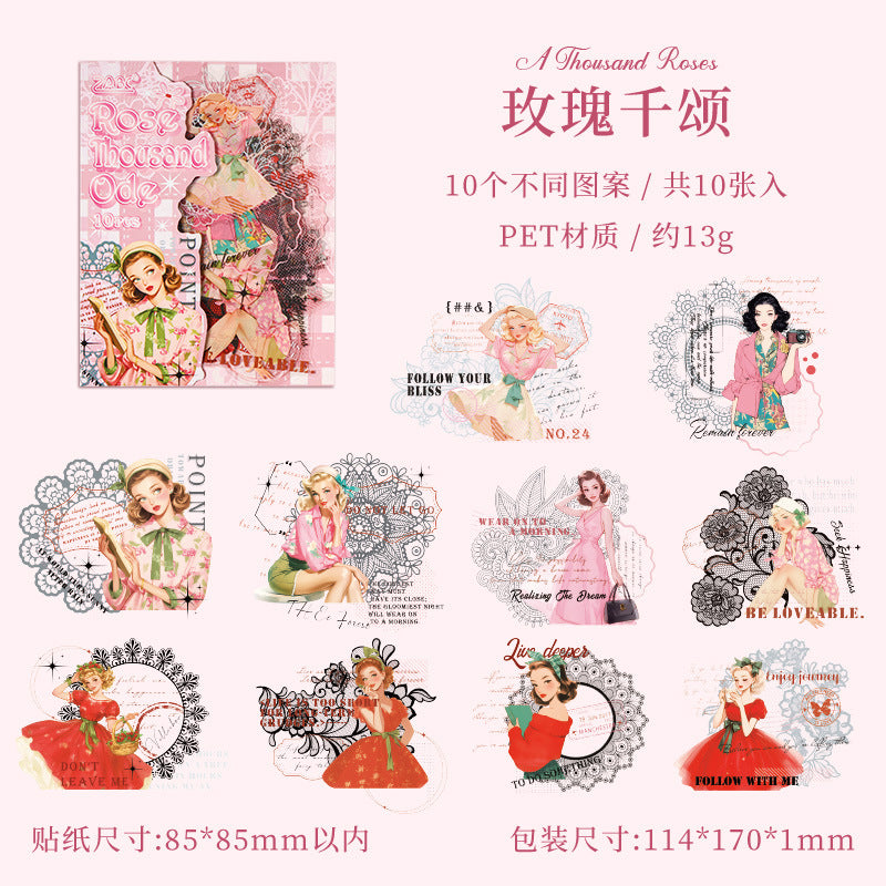 10pcs character words sticker pack (S25071802)