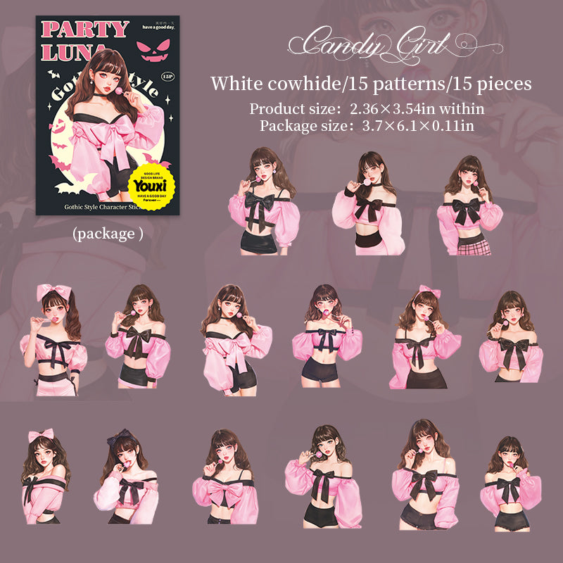 15pcs gothic party girl sticker pack (S25081902)
