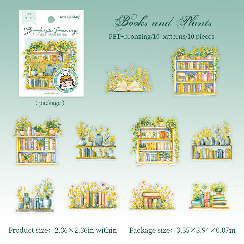 10pcs bookish journey PET- stikcer pack (S25072202)