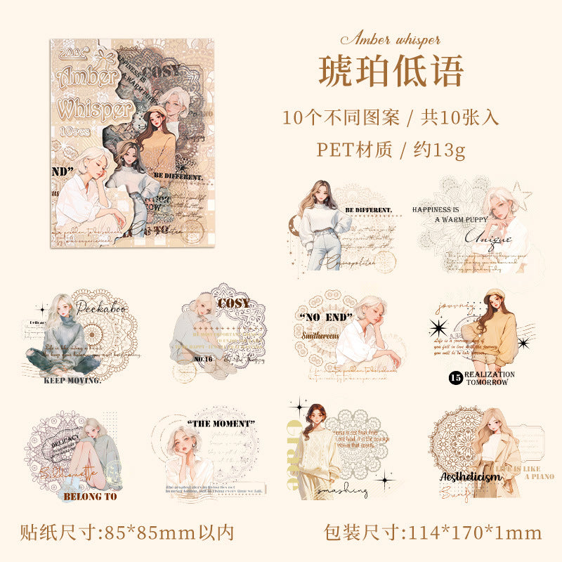 10pcs character words sticker pack (S25071802)