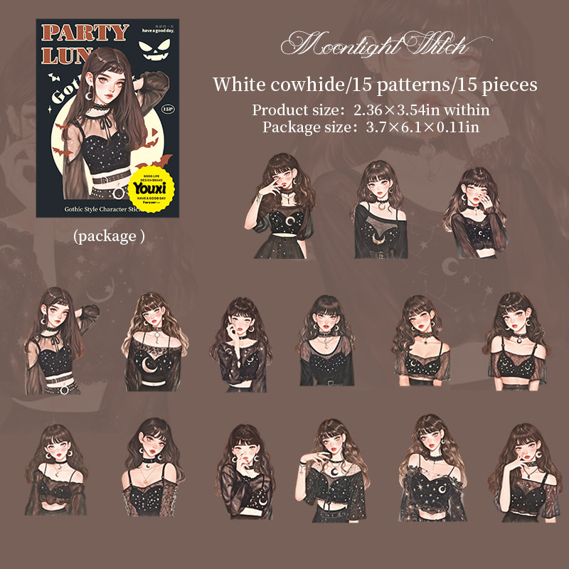 15pcs gothic party girl sticker pack (S25081902)