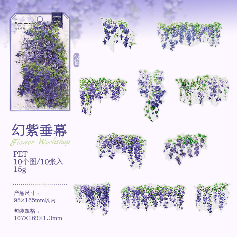 10pcs flower workshop sticker pack (S25070207)