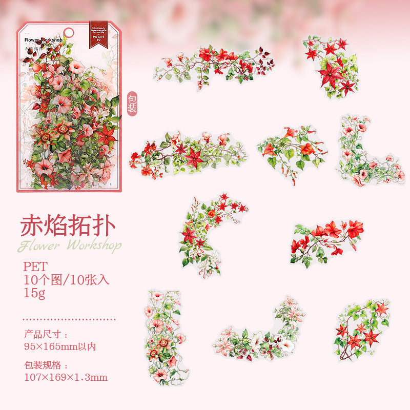 10pcs flower workshop sticker pack (S25070207)