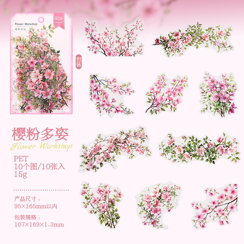 10pcs flower workshop sticker pack (S25070207)