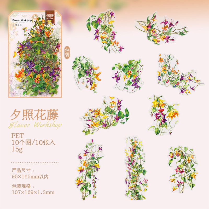 10pcs flower workshop sticker pack (S25070207)