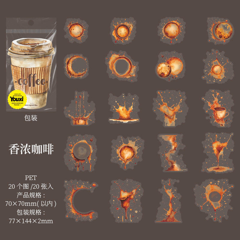 20pcs coffee sticker pack (S25071003)