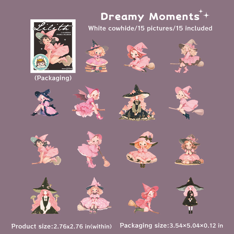 15pcs cute witches sticker pack (S25080603)