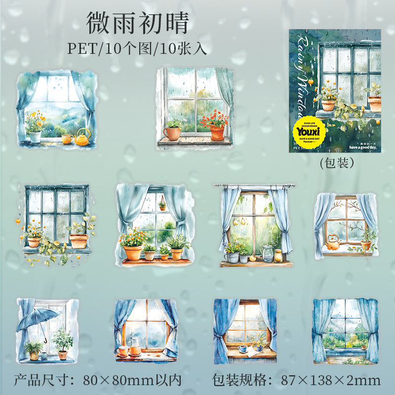 10pcs rainy window PET-sticker pack (S25070403)