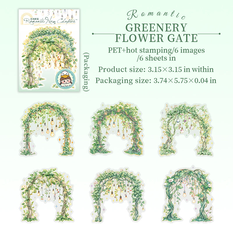 6pcs light flower gate PET-sticker pack (S25072903)