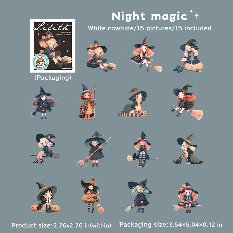 15pcs cute witches sticker pack (S25080603)