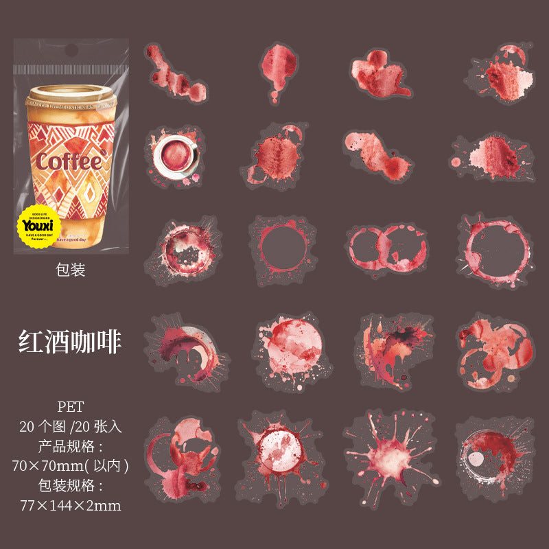 20pcs coffee sticker pack (S25071003)