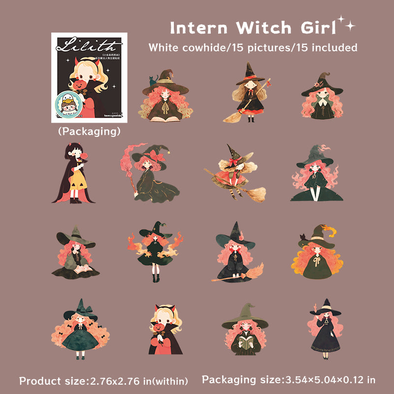 15pcs cute witches sticker pack (S25080603)